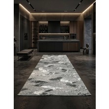 Sarar Antiq Halı Gri Kabartmalı Modern Kaymaz Taban Salon Hol, Koridor Mutfak Yıkanabilir Jel Kesme Yolluk