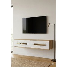 Ceneyra TDA1220DBG RANY Duvara Montaj Tv Sehpası Safirmeşe-Beyaz-Gold 120cm