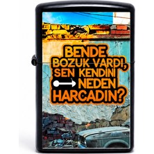 Onr Store Baskılı Benzinli Metal Çakmak – Klasik Kapaklı Doldurulabilir Çakmak