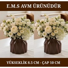E.M.S 2 Adet Kahverengi Büzgülü Saksı Sukulent Menekşe Saksısı Dekoratif Saksı 8,5 x 10 Cm.