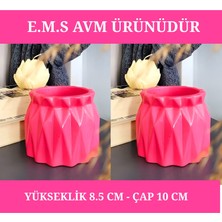 E.M.S 2 Adet Pembe Renk Büzgülü Saksı Sukulent Menekşe Saksısı Dekoratif Saksı 8,5 x 10 Cm.