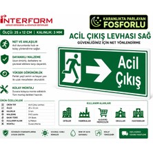 İnterform Fosforlu Acil Çıkış Sağ Levhası 12 x 25 cm