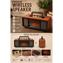 Kolay Ev Solar Panelli Şömine Efektli Bluetooth Hoparlör | Fm Radyo, Usb/tf Kart, Kablosuz Wireless Speaker