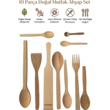 Kamptek Kamp Teknolojisi Kamptek 10 Parça Doğal Ahşap Mutfak Seti - Sağlıklı Kaşık, Spatula, Çatal Yemek Pişirme Seti Çeyiz