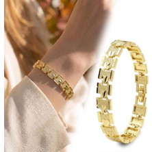 Fm 💎 Premium Şık ve Parlak Regalia 24K Gold Kaplama 8 mm Kadın Bijuteri Bileklik 3183KBV5D12 (~18CM)