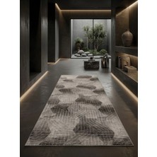 Plato Antiq Halı Gri Modern Kaymaz Taban Salon Hol, Koridor Mutfak Yıkanabilir Jel Kesme Yolluk