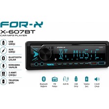 For-X Teyp – For-X X-607BT 4X60W – 3 Amfi Çıkışlı - Bluetoothlu - 7 Renk - Geniş Soğutuculu Tesisat Teybi