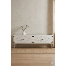 Ceneyra TSA1297BS ALFA Tv Sehpası Beyaz-Silver 120cm