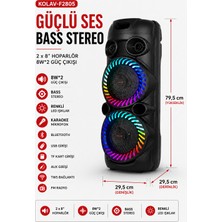 Kolav F2805 Bluetooth Karaoke Hoparlör (2×8”) – Rgb LED Işıklı Taşınabilir Parti Hoparlörü