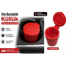 YSN Sounds Oto Küllük Kırmızı , Bardaklıkta Kullanılan Küllük , Koku Önleyici Kapaklı Araba Küllüğü