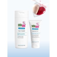 Sebamed Clear Face Sivilceye Yatkın Ciltler Için Etkili Hyalüronik Asit Içerikli Nemlendirici Etkili Bakım Jeli 50 ml + Tonik 200 ml  Makyaj Süngeri
