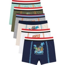 Exlove 6'lı Paket Pamuklu Esnek Likralı Desenli Erkek Çocuk Boxer