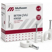 Mutlusan Beton Çivili Kroşe No:8 3X16+10 Antigron Kablo Kroşesi 100 Adet