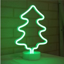 Keyfim Shop Çam Ağacı Tasarımlı Neon LED Lamba 30X19 cm