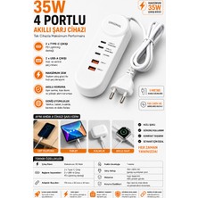 Zoli 35W 4 Portlu Hızlı Şarj Cihazı,2 Type-C + 2 Usb-A + Lightning Giriş, Akıllı Çoklu Şarj Adaptörü