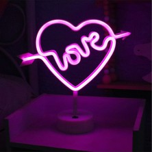 Keyfim Shop Kalpli Lovetasarımlı Işıklı Neon LED  Lamba 32X30 cm