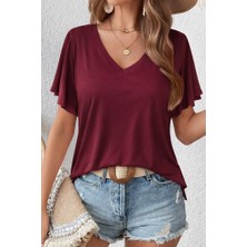 Alyn Wear Kadın Kısa Kollu V Yakalı Viskon Bluz