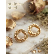 Stainless Steel 316L Çelik Gold Renk Halka Model Asorti Küpe