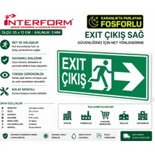 İnterform Fosforlu Exit Çıkış Sağ Yön Levhası 12 x 25 cm Yapışkanlı