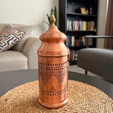 Layla Copper Bakır Kahvelik Baharatlık Bakır Kahve Saklama Kabı Kahve Sunumluk Kaşıklı
