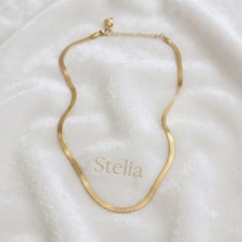 Stelia İtalyan Zincir Kolye Yassı Ezme Model 45 cm