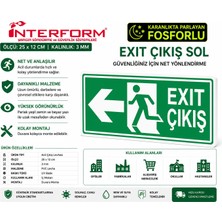 İnterform Fosforlu Exit Çıkış Sol Yön Levhası 12 x 25 cm Yapışkanlı