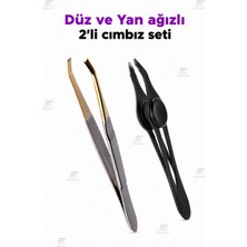 ERHCE Cımbız 2'li Set Düz ve Yan Ağız Kaş Cımbızı Tüy Alma