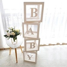 Empressco Şeffaf Beyaz Balon Kutusu, 25X25 Cm, Baby Yazılı, E-Ticaret Uygun