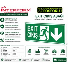 İnterform Fosforlu Exit Çıkış Aşağı Yön Levhası 12 x 25 cm Yapışkanlı