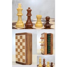 Dinç Store 44 Özel Vernikli Mıknatıs Taşlı Ahşap Katlanabilir Kutulu Satranç Oyunu 25 cm G222