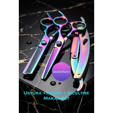 Qualis U3 Full Metal Ustura + M8 Kesme + Inceltme Makas Set -6inç/15 cm