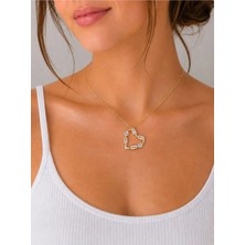 Valmont Marka 14K Altın Renk Geometrik Taş Detaylı Kalp Kolye