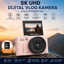 Yms 5k 75MP Hd Dijital Kamera 18X Dijital Zoom Flaşlı 3.0 Inç Ekranlı Vlog ve Fotoğraf Makinesi