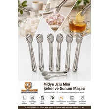 Transformacion Midye Uçlu Mini Şeker ve Sunum Maşası 12 cm -Paslanmaz Çelik  6'lı Davet ve Ikram Seti  723361