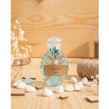 Pearl Star (50 Adet) Mavi Çiçekli Etiketli Mika Plastik Istiridye Boş Kolonya Şişesi (40ML | Tıpa+Kapak)