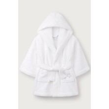 The White Company Organik Pamuklu Yıldız Işlemeli Kapüşonlu Bebek Bornozu