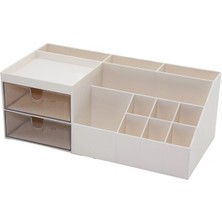 Marsilyan 2 Çekmeceli + 12 Bölmeli  Plastik Makyaj - Takı Organizer 12X24CM-- Y: 4-6-7-8-9cm (4887)