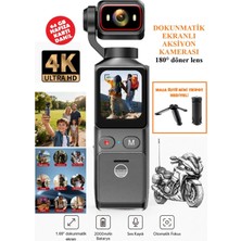Prepare 4K Aksiyon Kamera 180° Döner Lens | Gece Görüşü, Stabil Çekim, Vlog Kamera Dokunmatik LCD Ekranlı