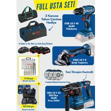 Bosch 3 Lü Set Gbh 18 V 22 + Gws 18 V8 + Gsr 18 V 45 Şarjlı Darbeli Vidalama Matkap Akülü Taşlama Kırıcı Delici Hilti Seti Şarjlı Avuç Içi Taşlama Spiral
