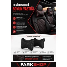 Fark Shop Fiat 500E Uyumlu Araç-Özel Üretim Oto Siyah Deri Siyah Dikişli Boyun Destek Yastığı