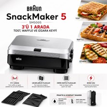 Braun Snackmaker 5 SM5005 Silver Tost Makinesi 800 W Güç, Alüminyum Plaka ve Çıkarılabilir Özellikler