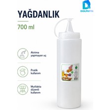 Dolphfin 700 ml Sıkma Yağdanlık Sos Şişesi Ince Uçlu Kapaklı Şeffaf Mutfak Şişesi