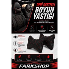 Fark Shop Opel Crossland x  Uyumlu Araç-Özel Üretim Oto Siyah Deri Kırmızı Dikişli Boyun Destek Yastığı
