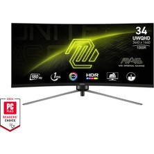 MSI Yenilenmiş 34" Mag 345CQR 3440X1440 (Uwqhd) 21:9 Curve 1000R Va 180HZ 1ms Freesync Premıum Gamıng Monıtor