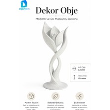Dolphfin Lale Tasarımlı Dekoratif Biblo Modern Salon Ofis Raf Masaüstü Süsü Beyaz