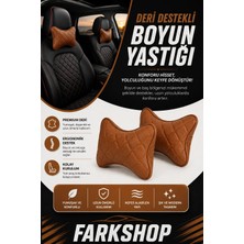 Fark Shop Mercedes G Serisi Uyumlu Araç-Özel Üretim Oto Taba Deri Taba Dikişli Boyun Destek Yastığı