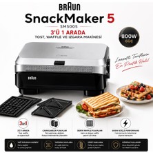 Braun Snackmaker 5 SM5005 Silver Tost Makinesi 800 W Güç, Alüminyum Plaka ve Çıkarılabilir Özellikler