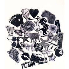TT sticker Dark Aesthetic Siyah Beyaz Vintage Leopar Sticker Set Bullet Journal Ajanda Laptop Tablet Telefon Etiket Çıkartma