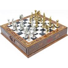 Zero Land Csmo-Tex Saklamalı Satranç Roma Oymalı SC38S - 38CM, Siyah Tahta - SC38S