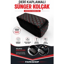Fark Shop Mercedes-Benz Eqb Ile Uyumlu Özel Sünger Kolçak Siyah Deri Kırmızı Dikişli